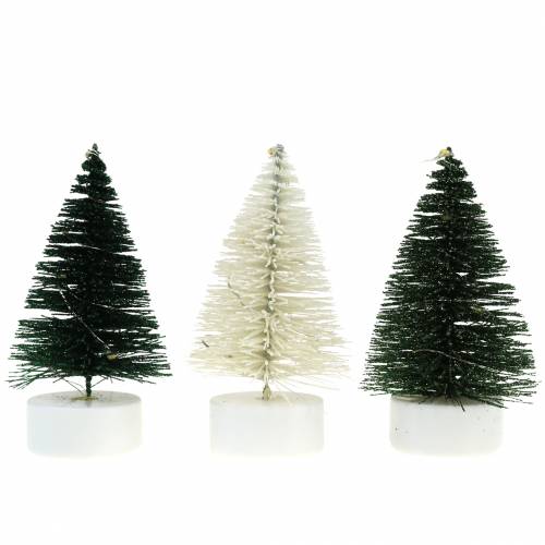 gjenstander LED juletre grønn/hvit 10cm 3stk