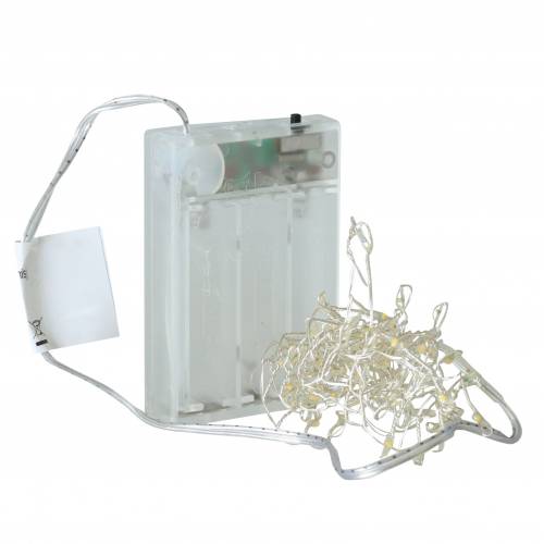 Floristik24 LED lyskjede varmhvit sølv 100cm 100L for batteri