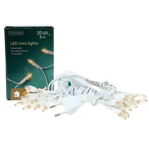 Floristik24 LED minikjede 20L hvit varmhvit 3m