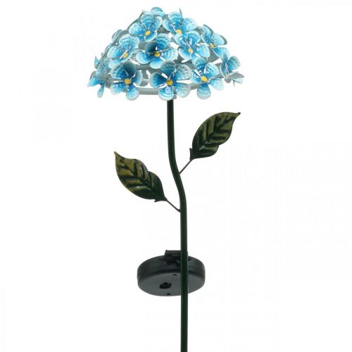 Floristik24 LED-krysantemum, lysende dekorasjon for hagen, metalldekor blå L55cm Ø15cm