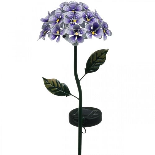 Floristik24 Lysende krysantemum, metalldekor for hagen, soldekorasjon med lysdioder lilla L55cm Ø15cm