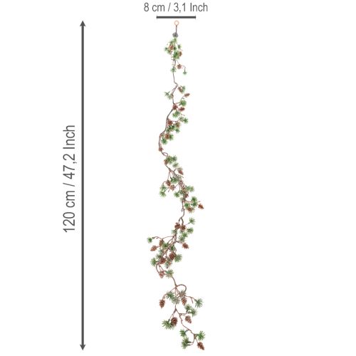 Kunstig lerkgirlander med kongler og nålegrener, 120 cm | Floristik24.no