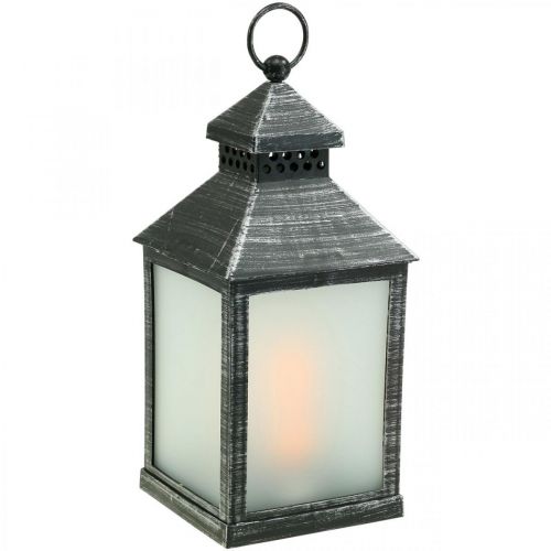 Floristik24 LED Lantern med Timer Deco Lantern Vintage Sølv H23cm