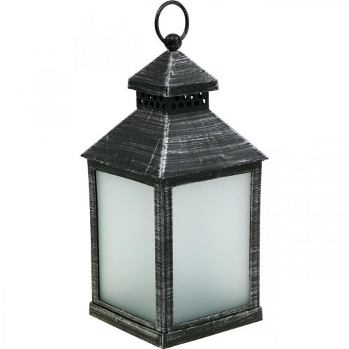 Floristik24 LED Lantern med Timer Deco Lantern Vintage Sølv H23cm