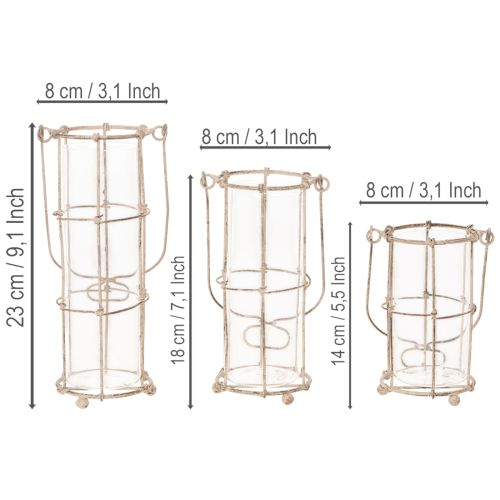 Hagelykt, metallvindlykt Ø8,5 cm H23/18,5/14,5 cm 3-delers sett | Floristik24.no