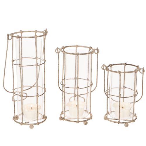 Hagelykt, metallvindlykt Ø8,5 cm H23/18,5/14,5 cm 3-delers sett | Floristik24.no