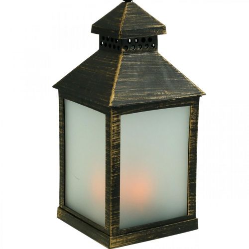 Floristik24 LED Lantern med Timer Deco Lantern Vintage Gold H23cm