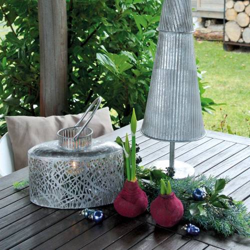 Floristik24 Lykt oval antikk look metall sølv 15×28cm H19cm