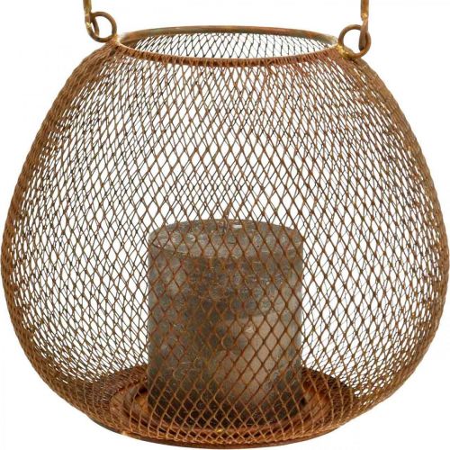 Floristik24 Metalllykt med gitter rust lysestake Ø20cm H17cm