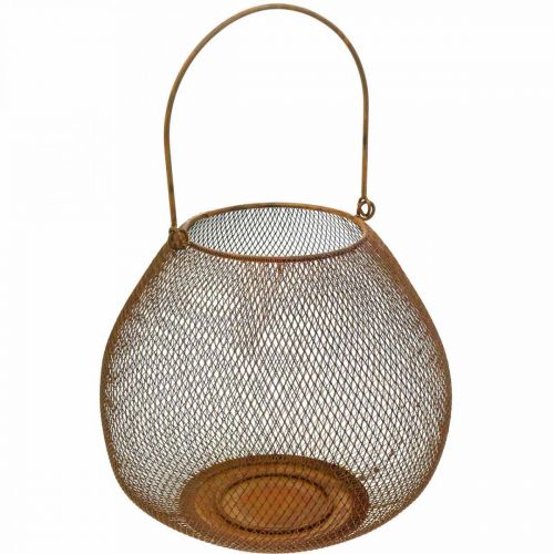 Floristik24 Metalllykt med ristborddekorasjon på rist Ø26cm H20cm