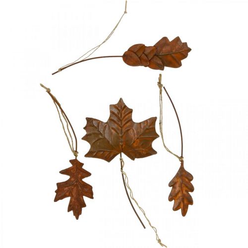 Høstdekorasjon blader metall rust look L20cm 4stk