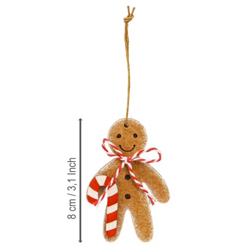 Pepperkakemanndekorasjon til oppheng i trefiber assortert 8 cm 12 stk | Floristik24.no