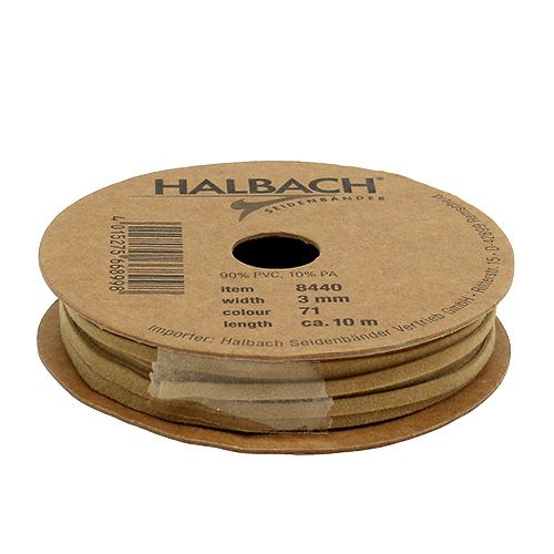 Floristik24 Skinntråd matt lysebrun 3mm 10m