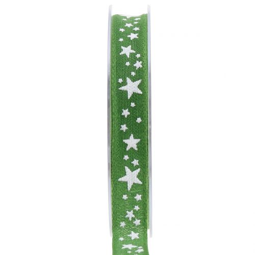 Jutebånd med stjernemotiv grønt 15mm 15m