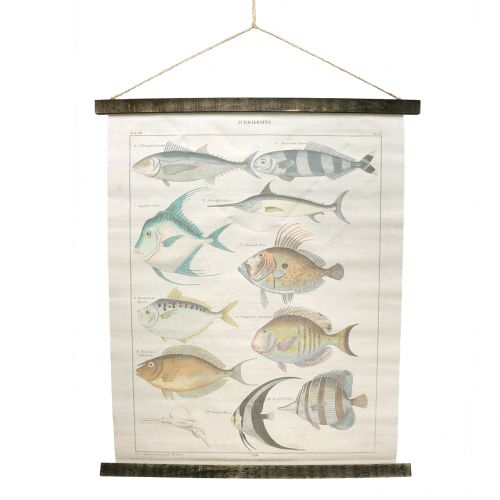 Floristik24 Deco rulle laget av lin med fisk 60cm x 72cm