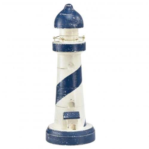 gjenstander Lighthouse Maritim borddekor blå hvit Ø10,5cm H28,5cm