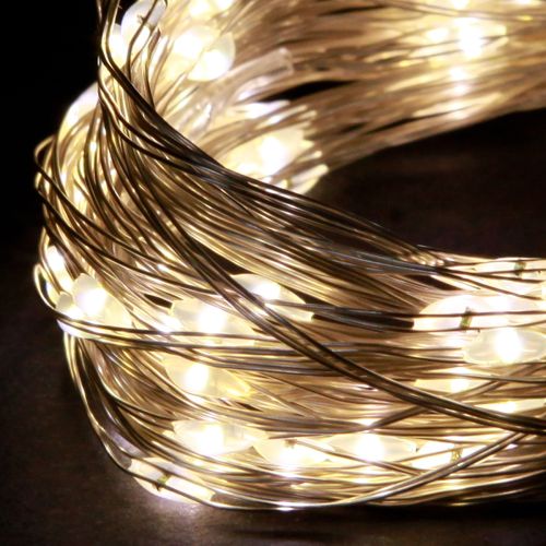 gjenstander Lyslenker med 50 mikro-LED-lys med varmhvit timer, for batteri, 6 stk.