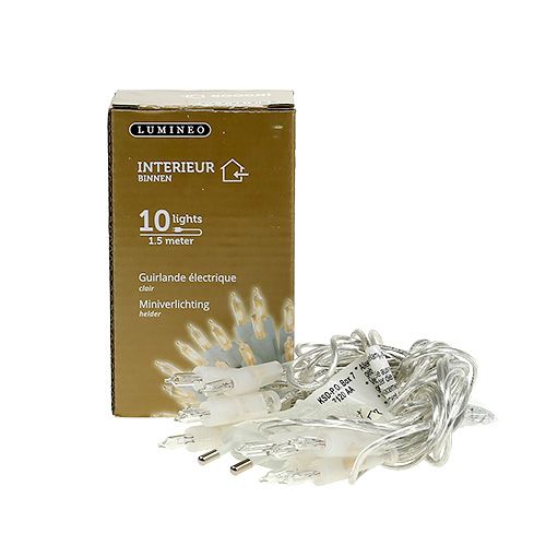 Floristik24 Fairy lights mini 10stk 1,5m for innside transparent/klar