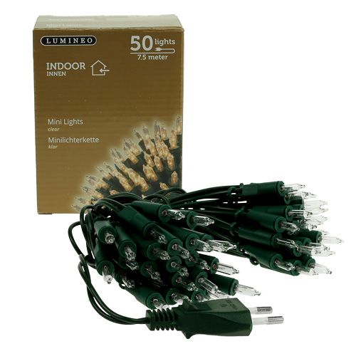 Floristik24 Lyslenke mini 50 7,5m for innside grønn / klar