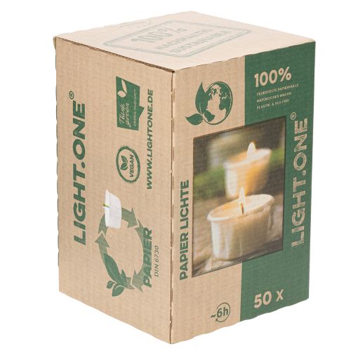 gjenstander Telys i papirhylster for festlige anledninger og stemningsfulle øyeblikk Light One 4cm 50 stk