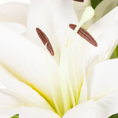 Kunstige liljer, 6 hvite blomster, realistisk blomstrende gren, 66 cm | Floristik24.no