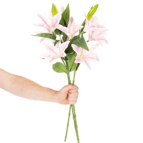 Kunstig liljeblomst, stilkblomst, dekorasjon, 68 cm, 3 stk. | Floristik24.no