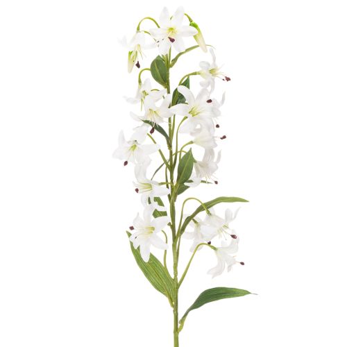 Kunstig hvit lilje med lang blomstrende gren, dekorativ, 80 cm