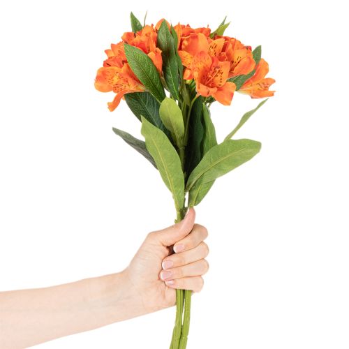 Kunstig Alstroemeria oransje blomst, kunstig bukettdekorasjon, 75 cm, 3 stk. | Floristik24.no