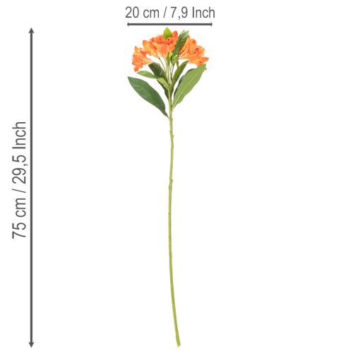 Kunstig Alstroemeria oransje blomst, kunstig bukettdekorasjon, 75 cm, 3 stk. | Floristik24.no
