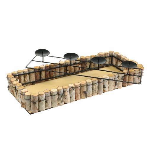 Floristik24 Adventslysbrett med bjørkekant 44cm