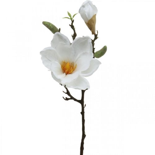 gjenstander Magnolia hvit kunstig blomst med knopper på dekorativ gren H40cm