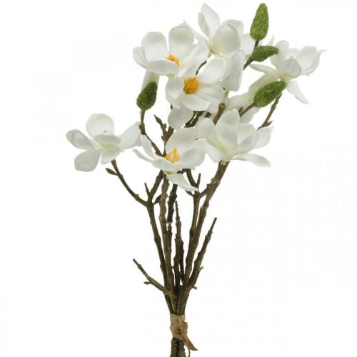 Kunstige magnoliakvister hvit deco-gren H40cm 4stk i haug