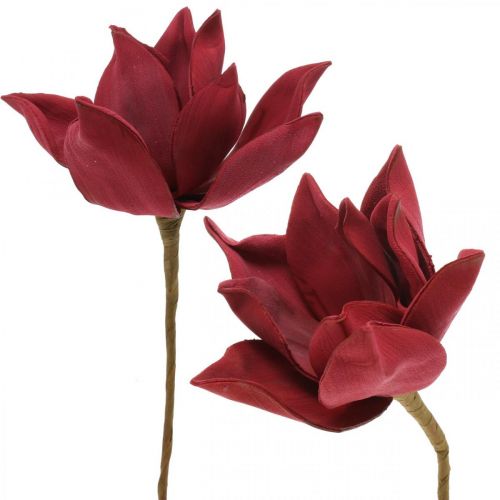 Kunstig magnolia rød kunstig blomsterskum blomsterdekor Ø10cm 6stk