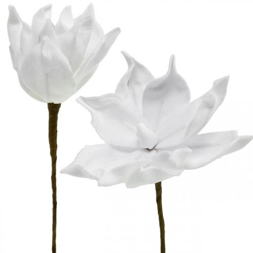 Floristik24 Kunstig magnolia hvit kunstig blomst på pinne Ø10cm Skum 6stk