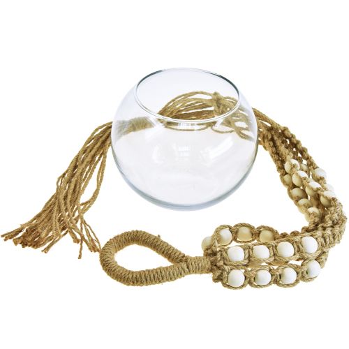 Floristik24 Makrame hengende kurv glassvase rund hengende dekorasjon Ø13cm H75cm