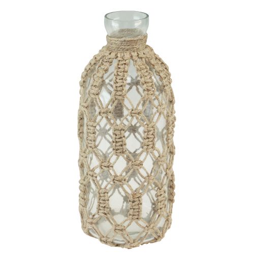Makrame flaske glass dekorativ vase naturjute Ø10,5cm H26cm
