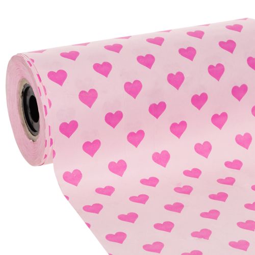 Mansjettpapir med hjertemotiv, rosa, 25 cm, 100 m