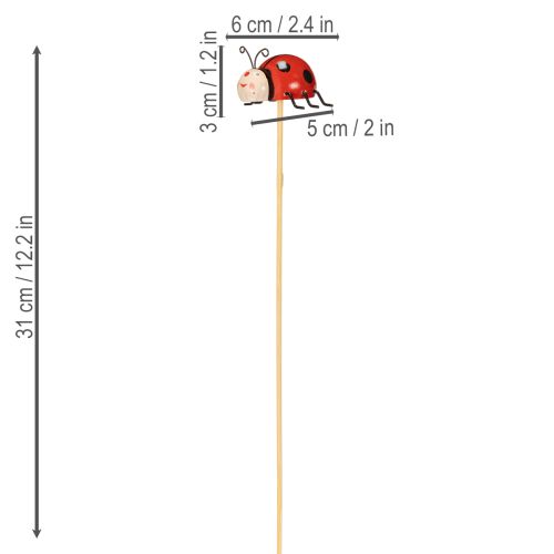 gjenstander Marihønehagepiker, dekorasjon for vår og sommer, blomsterdekorasjon, 31 cm, 4 stk.