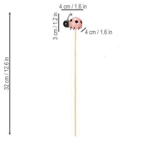 gjenstander Marihøne dekorative figurer til blomsterpotter og blomsteroppsatser til vårdekorasjon, 32 cm, 16 deler