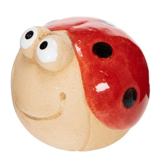 Marihøne dekorativ keramikkfigur for munter hagedekorasjon og vinduskarmer, 7 cm, 3 stk.