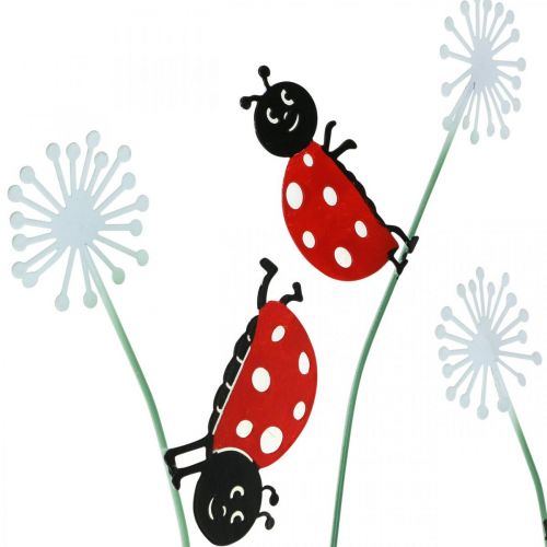 Floristik24 Dekorativ plugg marihøne, vårdekor, løvetann med bille, metallplugg L55cm sett med 3