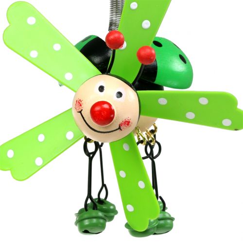 gjenstander Wind Chime Ladybug Wood Green 12cm
