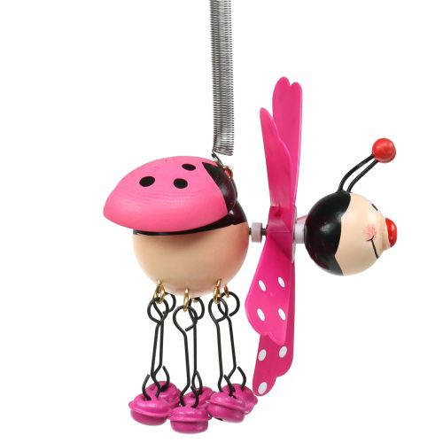 Floristik24 Wind Chime Ladybug Tre Rosa 12cm