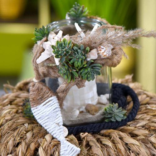 Floristik24 Maritim dekorasjonskrans jute 6 fisk med sjøstjerner 120cm