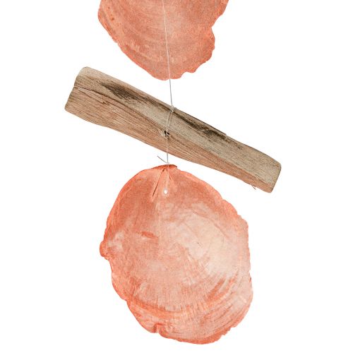 gjenstander Maritim dekorasjonshenger Capiz skjell drivved oransje naturlig 35cm