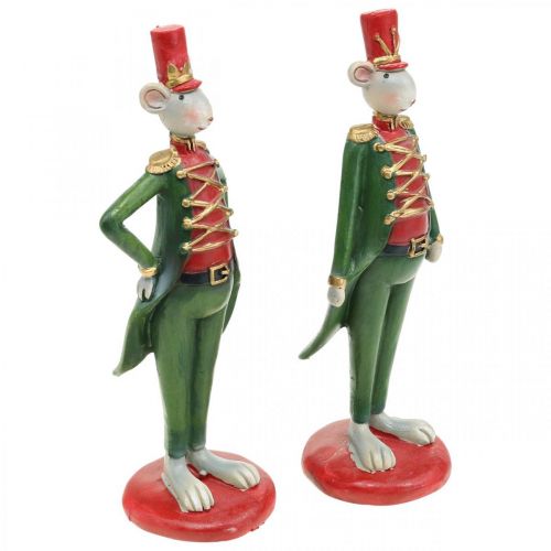 Floristik24 Julemus dekorativ figurmus i uniform 6 × 4,5 × H14,5cm 2stk