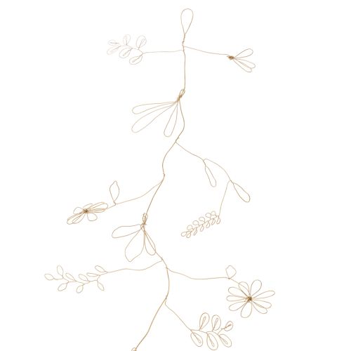 gjenstander Metall blomsterdekorasjonsgirlander, tråd til blomsterkrans, sommerdekorasjon, veggdekorasjon, gull, 110 cm