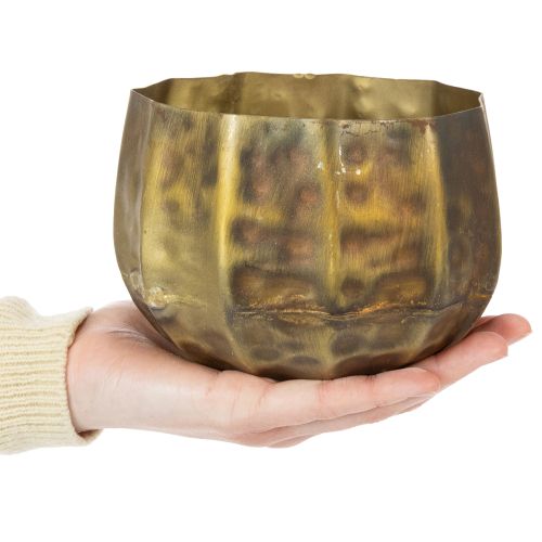 Dekorativ blomsterpotte i metall, messing, Ø22/18/14 cm, sett med 3 | Floristik24.no