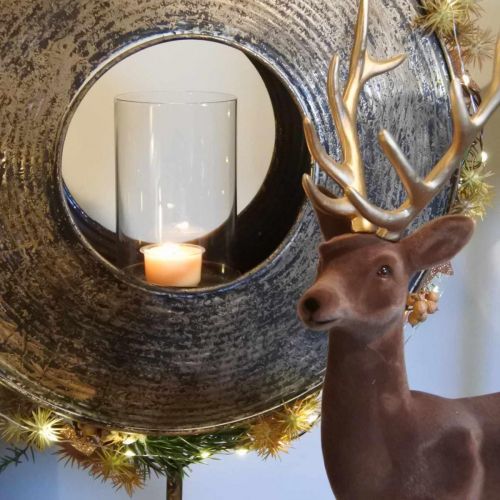 Floristik24 Metal Deco Vintage Deco Bronsefarget Lysestake Ø35,5cm