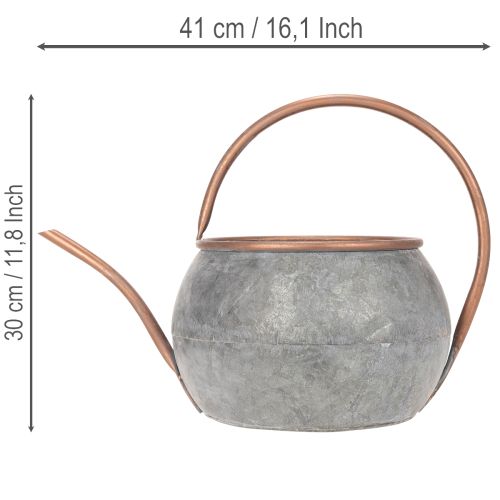 Dekorativ vannkanne i metall, vintage landlig stil, hagedekorasjon, for planting, sølvkobber, L41cm Ø26cm H30cm | Floristik24.no